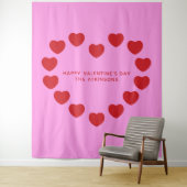 Niedliches rosa Herz Valentinstag Party Hintergrun Wandteppich (Beispiel)