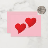 Niedliches rosa Herzchen minimalistisch modernes Mitteilungskarte (Vorderseite/Rückseite Beispiel)