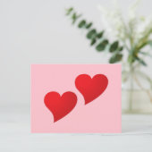 Niedliches rosa Herzchen romantisch minimalistisch Postkarte (Stehend Vorderseite)