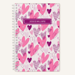 Niedliches rosa Herzdoodle Muster Sweet Liebe Notizblock