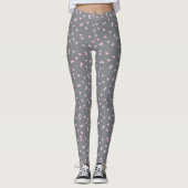 Niedliches rosa Herzmuster auf Grau Leggings (Vorderseite)