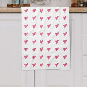 Niedliches rosa Herzmuster Valentinstag Geschirrtuch