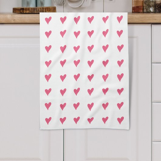 Niedliches rosa Herzmuster Valentinstag Geschirrtuch