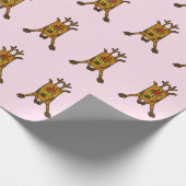 Niedliches Rosa Hirsch Zeichnend Kinder Weihnachte Geschenkpapier (Ecke)