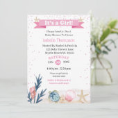 Niedliches Rosa im Meer Einladung (Stehend Vorderseite)