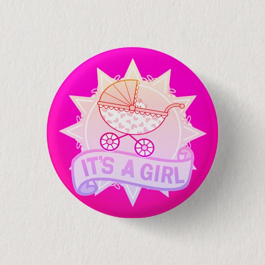 Niedliches Rosa IT ist ein MÄDCHENgeschlecht, das Button (Vorderseite)