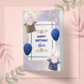 niedliches rosa Kaninchen, das königliche Funkeln Karte