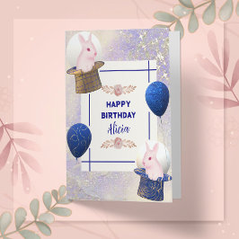 niedliches rosa Kaninchen, das königliche Funkeln  Karte