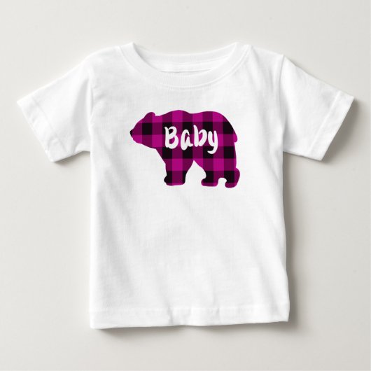 Niedliches, rosa, kariertes Muster Baby T-shirt (Vorderseite)