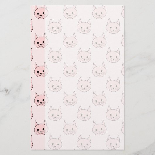 Niedliches rosa Katzen-Muster Briefpapier (Vorderseite)