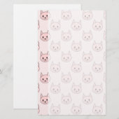Niedliches rosa Katzen-Muster Briefpapier (Vorne/Hinten)