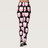 Niedliches rosa Katzen-Thema-Muster Leggings (Rückseite)