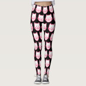 Niedliches rosa Katzen-Thema-Muster Leggings (Vorderseite)