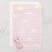 Niedliches rosa Kawaii Häschenkaninchen, das von Briefpapier (Vorne/Hinten)