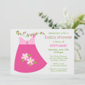 Niedliches rosa Kleid Outfit Kinderdusche Einladun Einladung (Stehend Vorderseite)