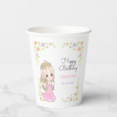 Niedliches rosa Kleid Princess Floral Geburtstag Pappbecher (Rückseite)