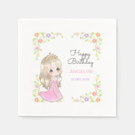 Niedliches rosa Kleid Princess Floral Geburtstag Serviette