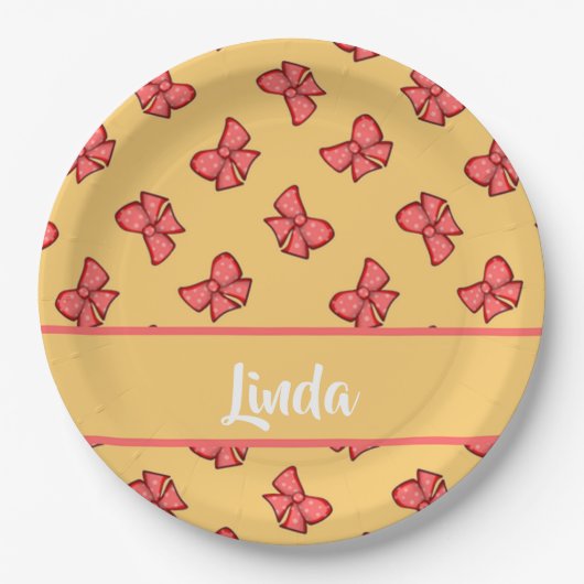 Niedliches rosa Knickmuster Pappteller (Vorderseite)
