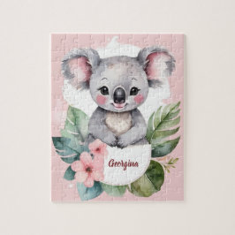Niedliches Rosa Koala Bear Personalisiert Girl Puzzle