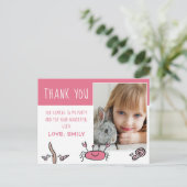 Niedliches Rosa Krebstiere Mädchen Foto Geburtstag Postkarte (Stehend Vorderseite)