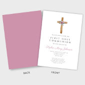 Niedliches Rosa-Kreuz Erste Kommune Einladung