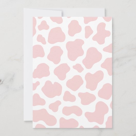 Niedliches rosa Kuhmuster Geburtstag Einladung (Rückseite)