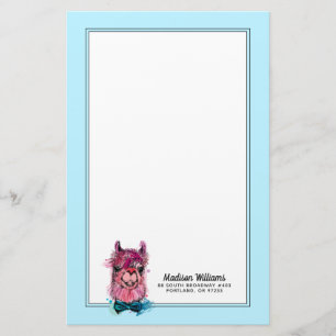 Niedliches rosa Lama addieren Ihren Namen Briefpapier