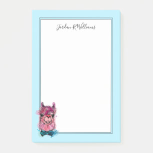 Niedliches rosa Lama   addieren Ihren Namen Post-it Klebezettel