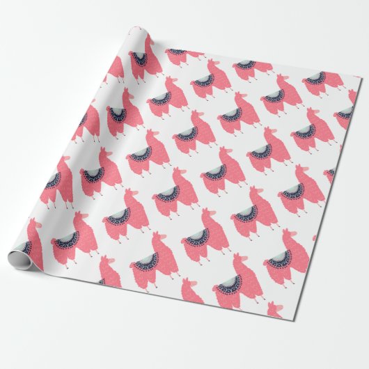 Niedliches rosa Lama Geschenkpapier (Ungerollt)