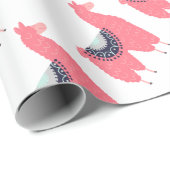 Niedliches rosa Lama Geschenkpapier (Rolleneckpunkt)