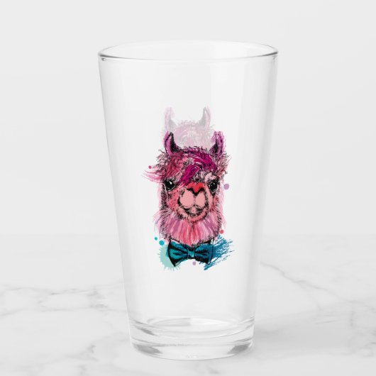 Niedliches rosa Lama Glas (Vorderseite)