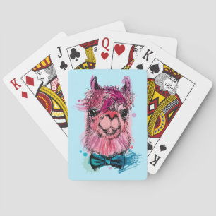 Niedliches rosa Lama Spielkarten