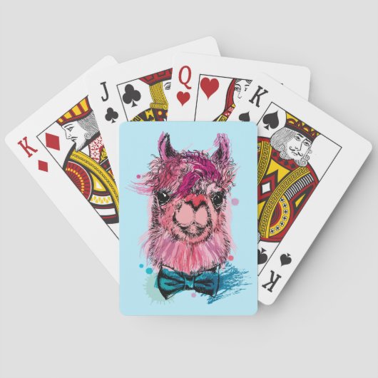 Niedliches rosa Lama Spielkarten (Rückseite)
