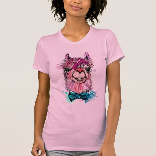 Niedliches rosa Lama T-Shirt (Vorderseite)