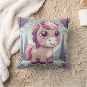Niedliches rosa Lila Pony im Traum Wiese Kissen (Decke)