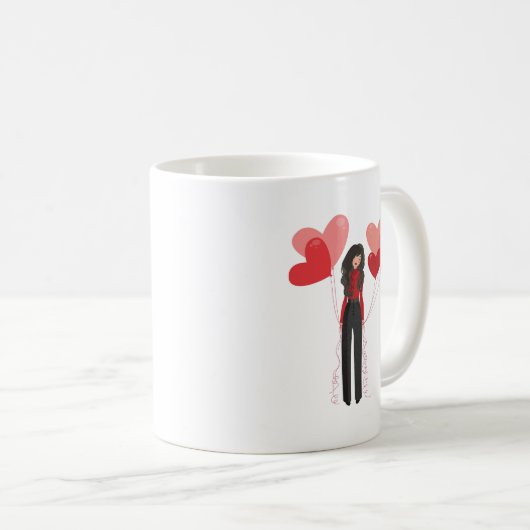 Niedliches rosa Mädchen mit Herzblasen Kaffeetasse (VorderseiteRechts)