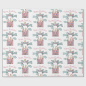 Niedliches Rosa Märchen Burg Individuelle Name Geschenkpapier (Flach)