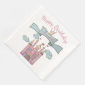 Niedliches Rosa Märchen Burg Individuelle Name Serviette (Ecke)