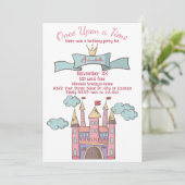 Niedliches Rosa Märchen Burg Princess Einladung (Stehend Vorderseite)