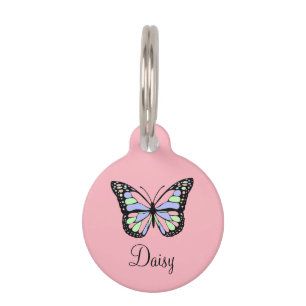 Niedliches Rosa mit Schmetterling, Telefon und Nam Haustiermarke