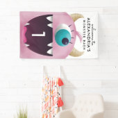 Niedliches rosa Monster-Geburtstags-Party Banner (Insitu)