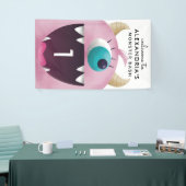 Niedliches rosa Monster-Geburtstags-Party Banner (Messeveranstaltung)