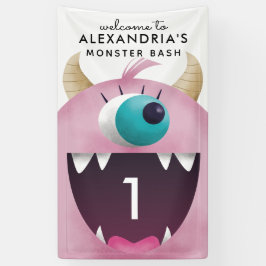 Niedliches rosa Monster-Geburtstags-Party Banner