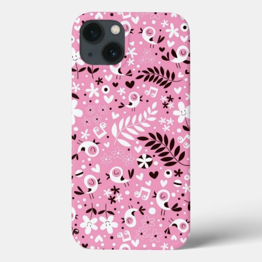 niedliches rosa Muster der Vögel und der Blumen Case-Mate iPhone Hülle (Rückseite)