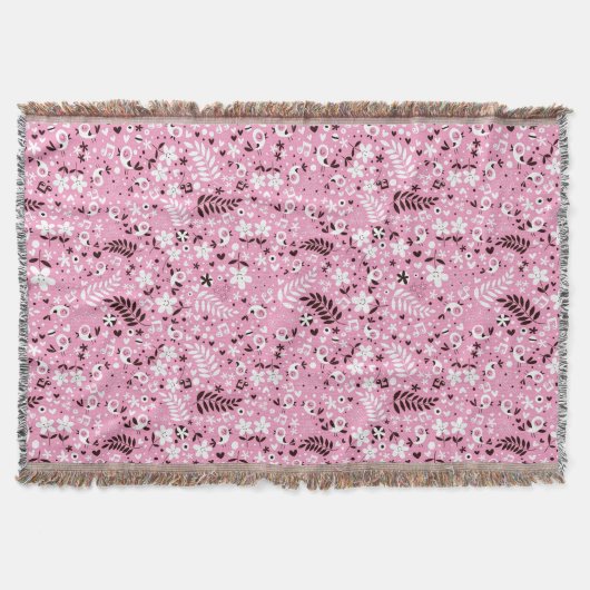 niedliches rosa Muster der Vögel und der Blumen Decke (Vorderseite)
