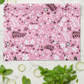 niedliches rosa Muster der Vögel und der Blumen Geschirrtuch (Gefaltet)