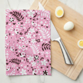 niedliches rosa Muster der Vögel und der Blumen Geschirrtuch (Viertel Falte)