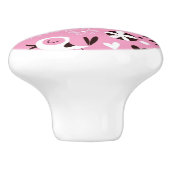 niedliches rosa Muster der Vögel und der Blumen Keramikknauf (Seitenansicht)