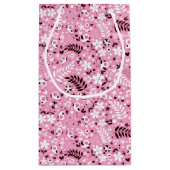 niedliches rosa Muster der Vögel und der Blumen Kleine Geschenktüte (Rückseite)