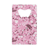 niedliches rosa Muster der Vögel und der Blumen Kreditkarten Flaschenöffner (Rückseite)